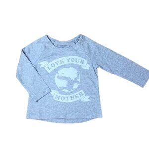 Gymboree Girls Long Sleeve T-Shirt Size 2T Gray "Love Your Mother" Earth Print